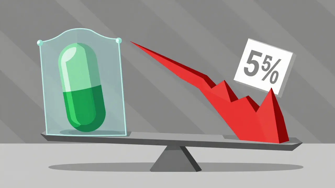 Abstract scale showing safe medication versus avoided risks.