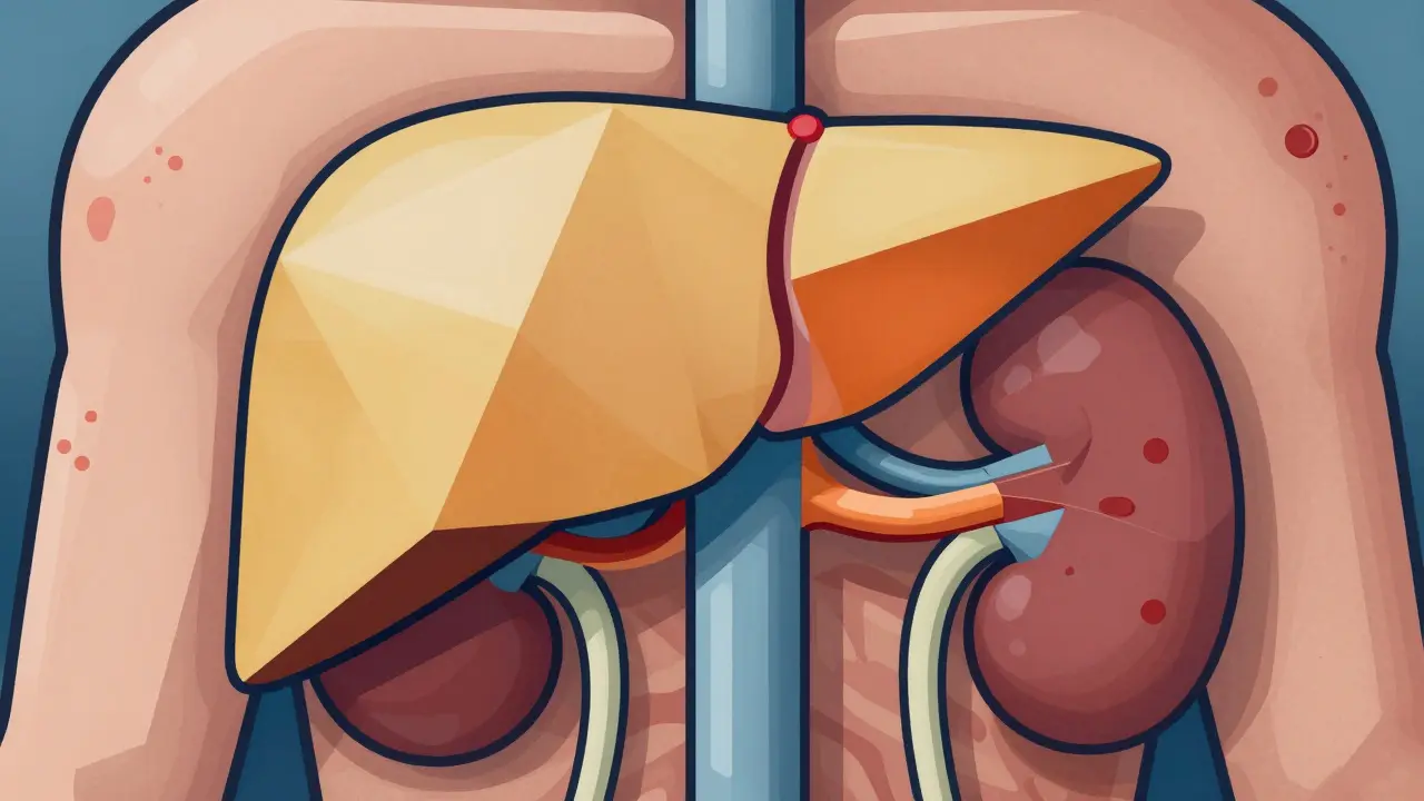 Abstract geometric art showing organ stress from medication side effects