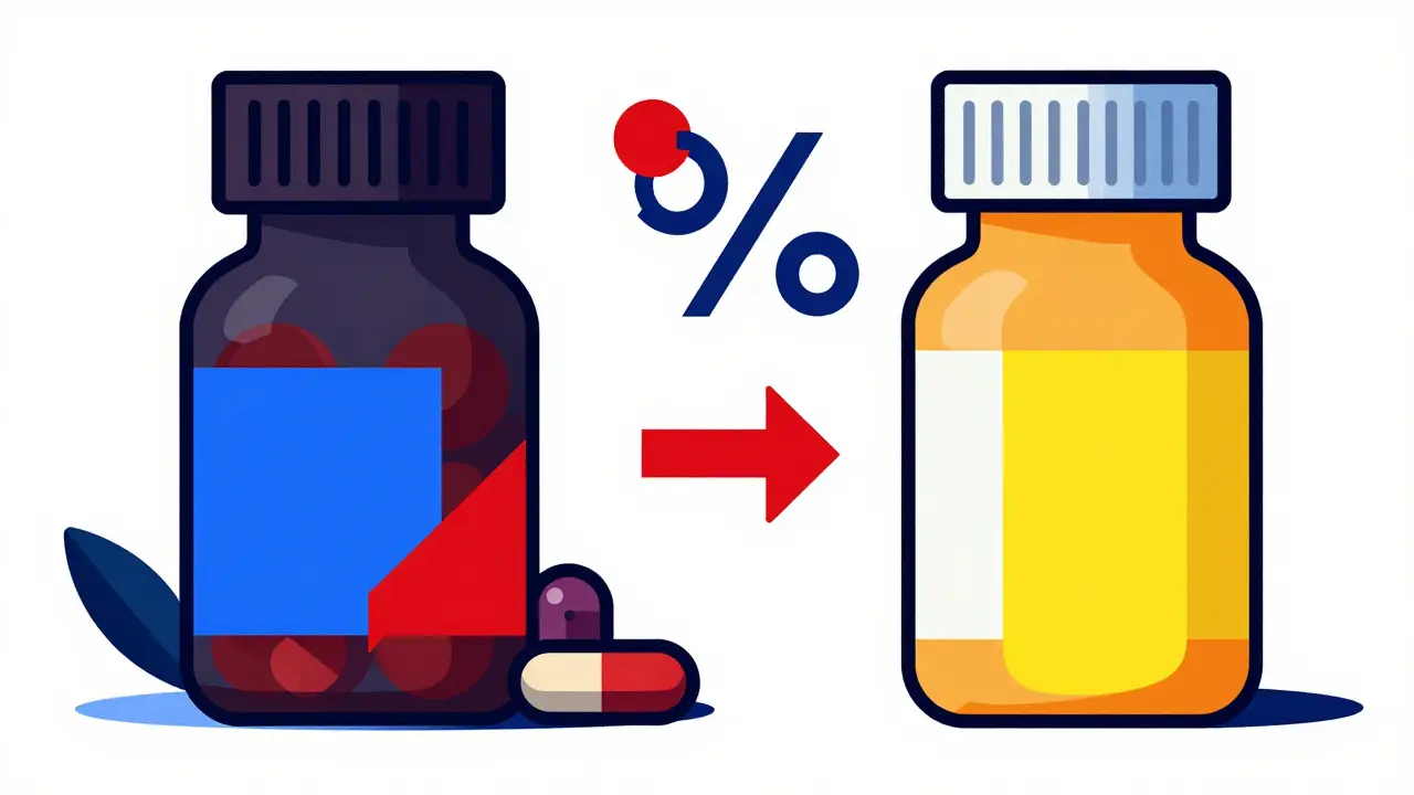 Geometric comparison of expensive brand vs cheap generic medicine bottles