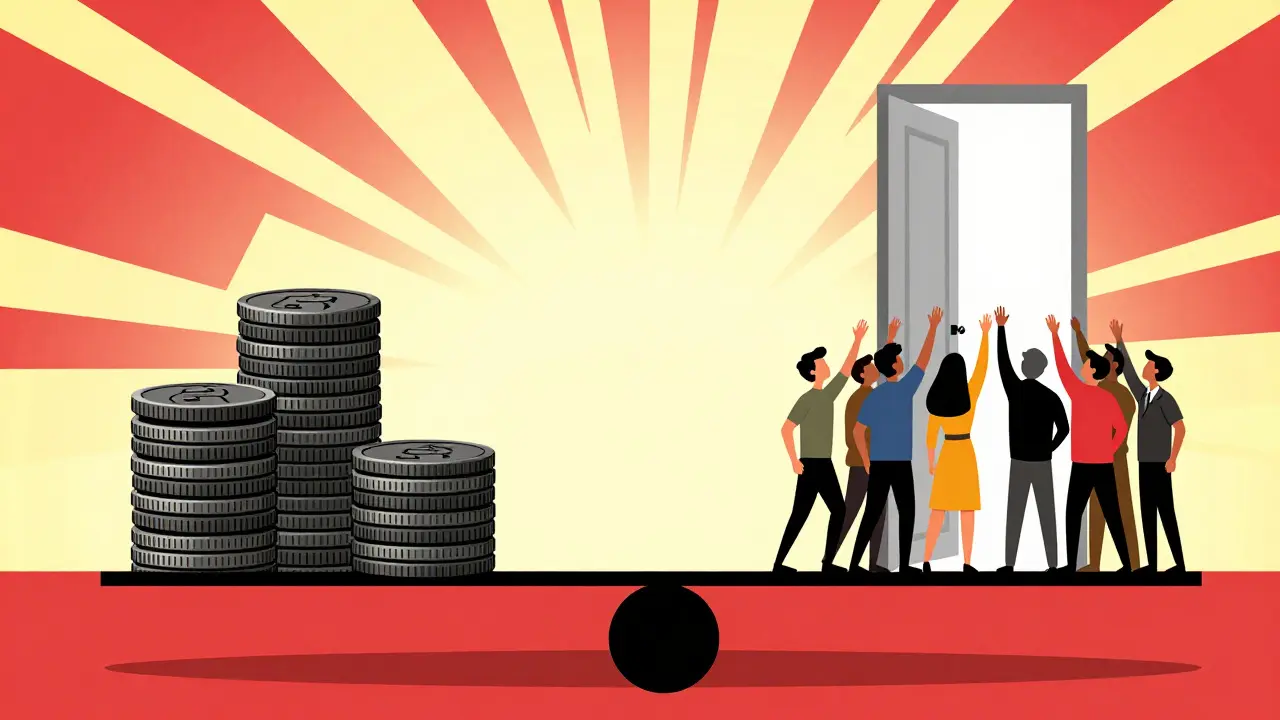 Illustration of balanced scale showing cost savings improving patient healthcare access