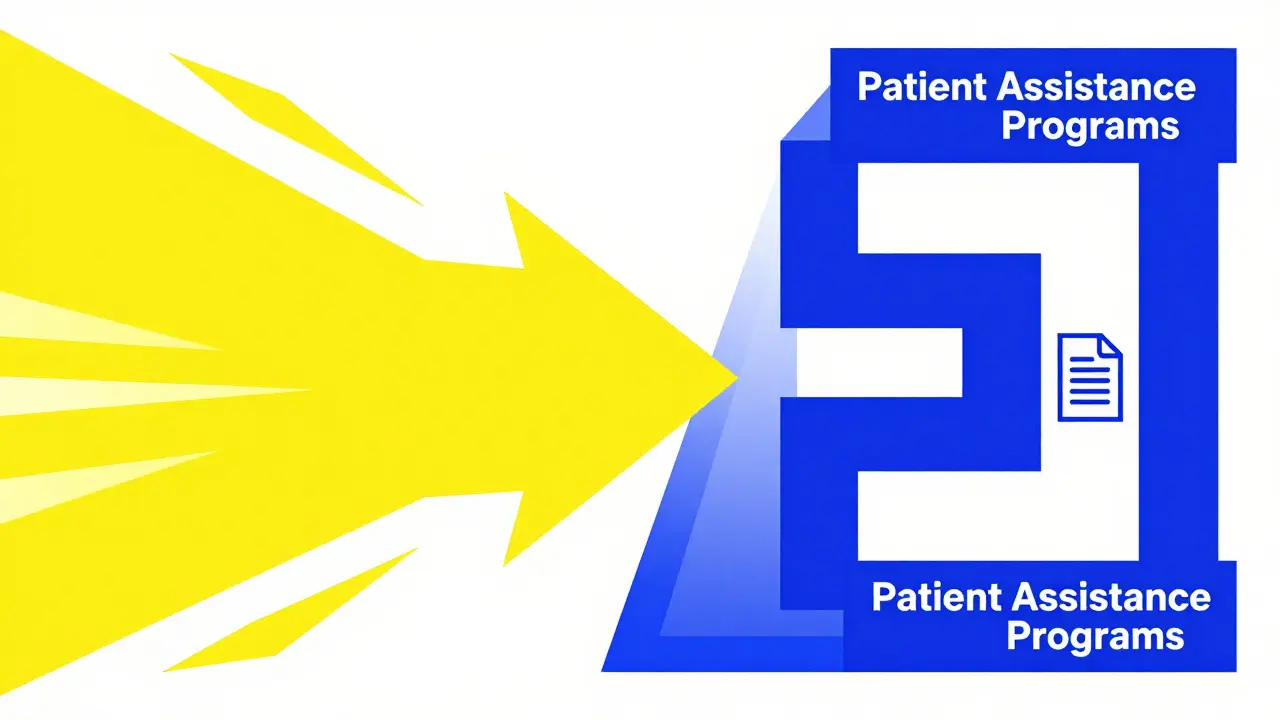 Abstract geometric paths representing copay vs patient assistance programs