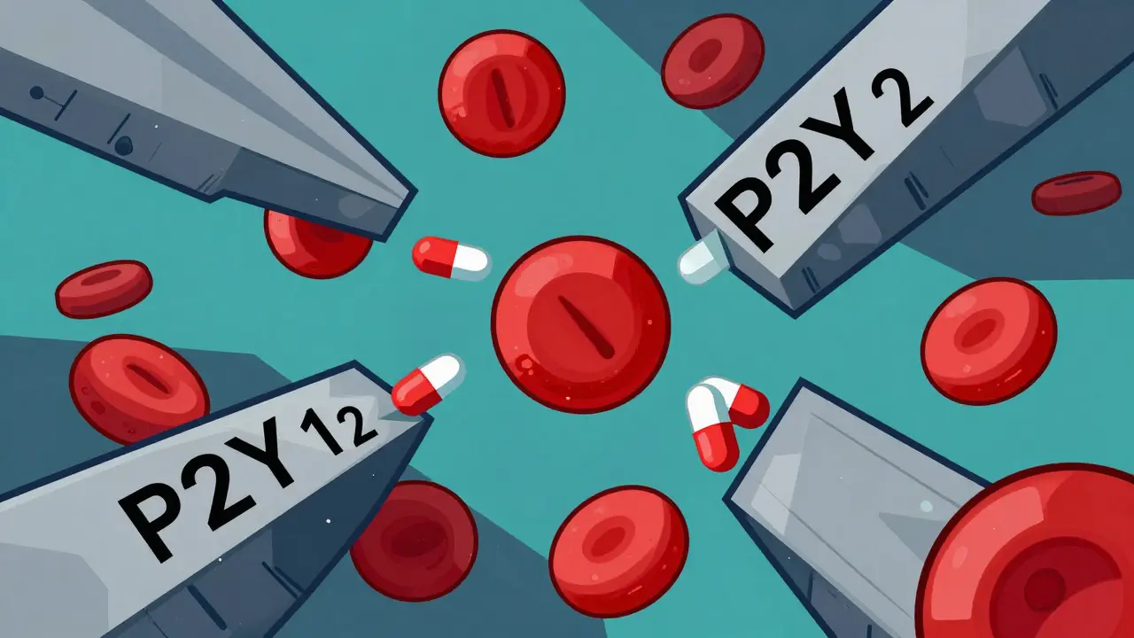 Geometric platelets blocked by drug shapes in abstract design