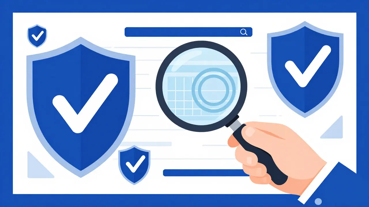 Geometric shields and checkmarks symbolizing pharmacy safety