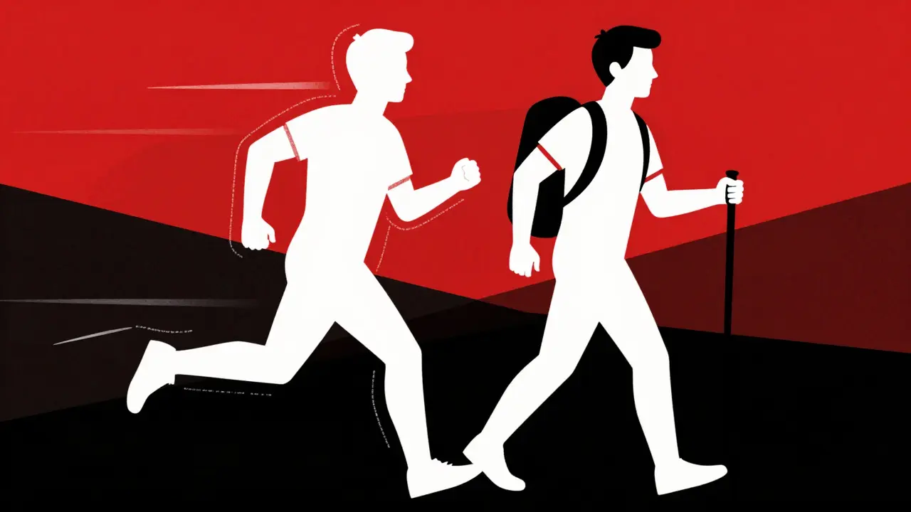 Graphic illustration contrasting quick recovery versus long-term heart health