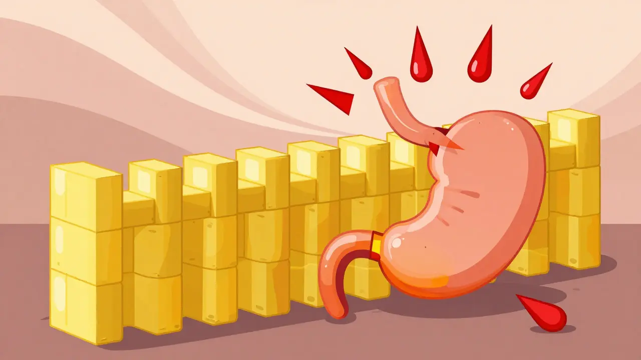 Medication fortress blocking acid triangles from stomach