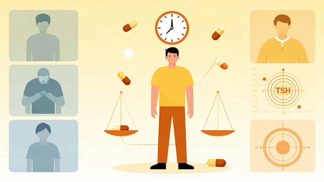 Person maintaining balance with medication and TSH monitoring