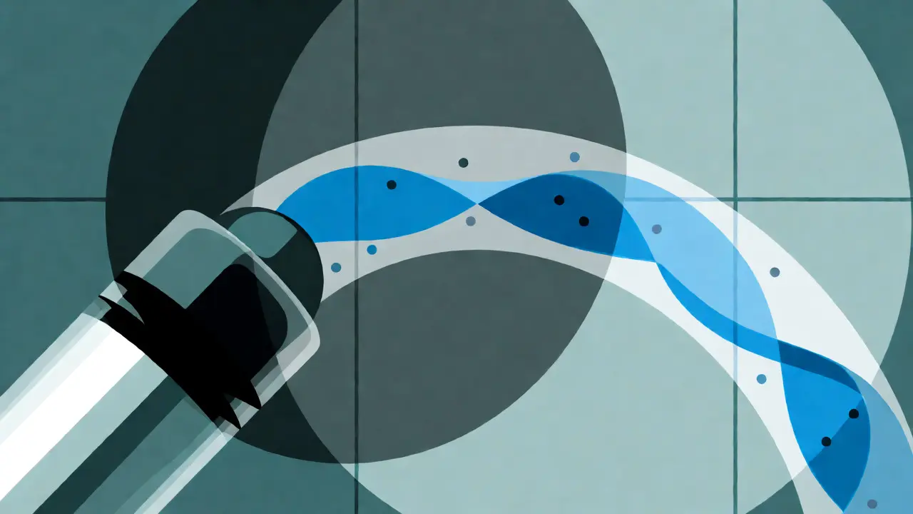 Stylized syringe flushing residue from a feeding tube